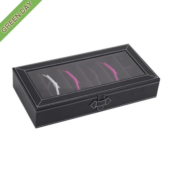 leather eyewear box with stitching