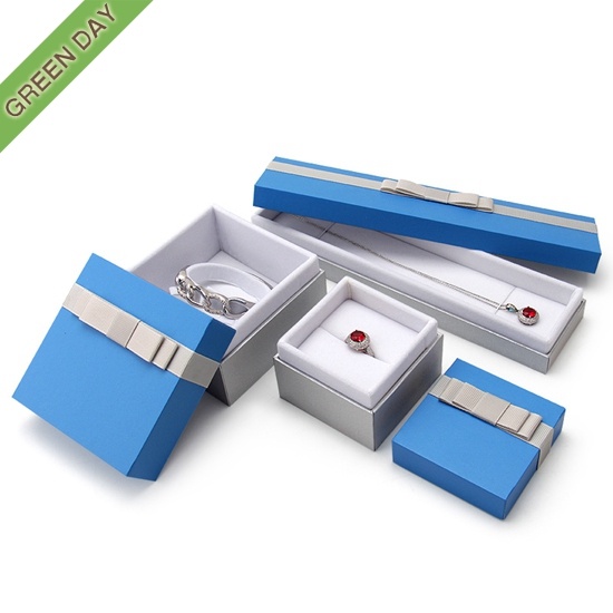 Luxury Custom Blue Paper Jewelry Set Box