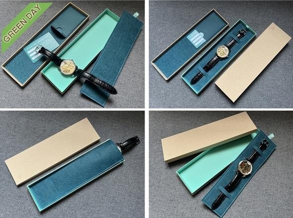 recyled kraft paper box with R-PET watch pouch