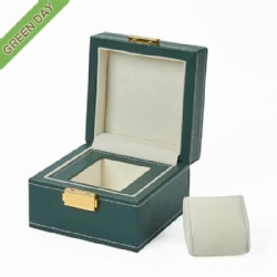 Custom Luxury Green Leather Watch Box with Lock