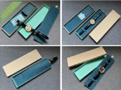 recyled kraft paper box with R-PET watch pouch